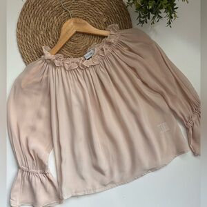 ISOLDA Beige Semi Sheer Silk Top Size 4‎